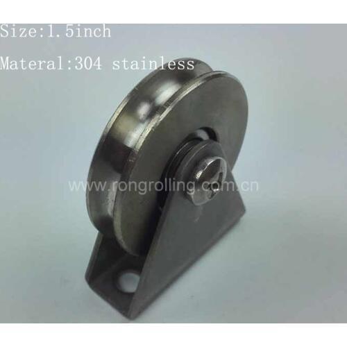 1.5 inch wire rope sliding rollers/wheels/pulleys/runners with groove U material all 304 stainless steel fitting 6pcs/lot