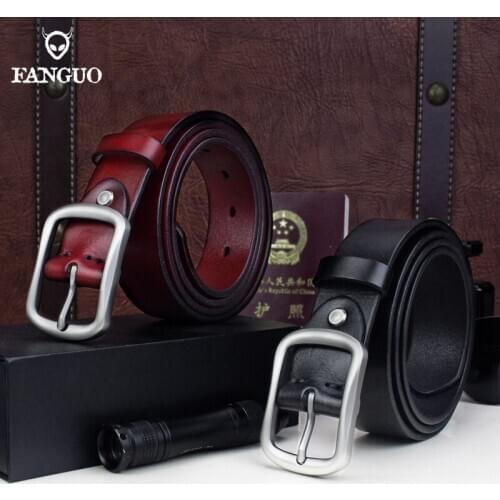 Handmade High Quality Genuine Leather Belt Mens Fashion Jeans Strong Belt Womens Belt Pin Buckle Belts All-match Luxury