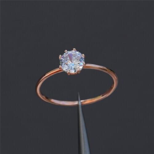 Luxury Female 3 CT Diamond Engagement Ring Elegant Rose Gold Silver Love Bride Ring Fashion Party Wedding Rings For Women