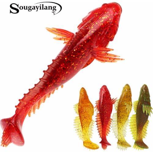 Sougayilang Soft Bait Jig Head Soft Lure 4pcs/lot Handmade Soft Fishing Lure T Tail Lure Fly Fishing Bait Lure 11cm/20g De Pesca