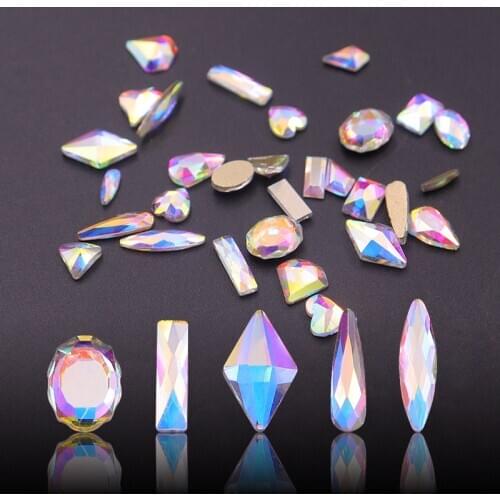 Multi-size Glass Nail Rhinestones Teardrop Rhombus for Nails Art Decorations 3D Crystals Strass Charms Stones Rhinestone Set