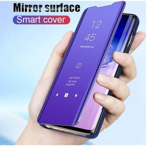 Smart Mirror Phone Cases For Samsung Galaxy S8 S9 S10 S20 Plus S6 S7 Edge Note 20 10 Plus 9 8 A21 A51 A71 Clear View Flip Cover