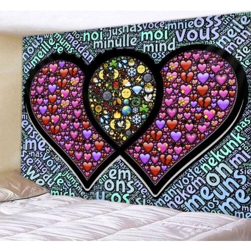 Heart-shaped art pattern tapestry letters creative wall hangings home decor tapestry art Tapiz bohemian curtain yoga mat