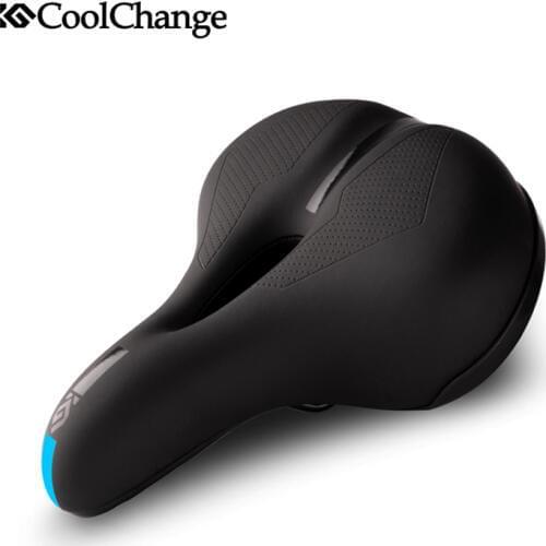 CoolChange Bike Saddle Seats Outdoor Sports PVC Waterproof Steel Hollow Cycling Seats Anti-Slip Soft Bicycle Saddle Accessory