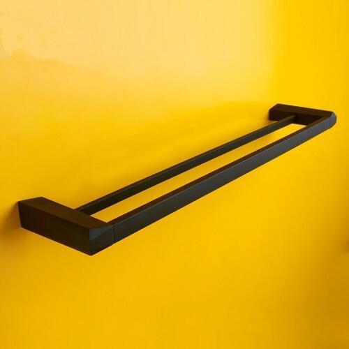 Vidric Black Diamond-shaped stainless steel alloy rubber paint double rod towel rack bathroom rack Bathroom Accessories