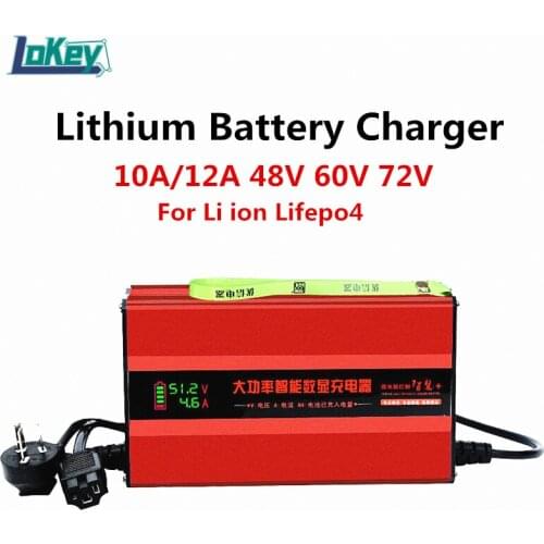 10A Smart Charger 48V 60V 72V charging forLithium battery Li ion Lipo Lifepo4 battery charger with with LCD display screen