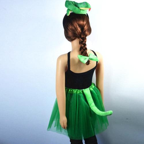 Snake Animal Cosplay Headband Tutu Skirt Tie Tail Set Boy Girl Children Party Prop Costume for Kids Halloween Christmas New Year