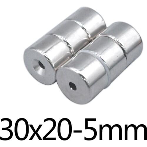 1/2/4pcs 30x20-5mm N35 NdFeB Powerful Magnets 30x20 mm Hole 5mm Permanent Round Countersunk Neodymium Magnetic Magnet 30*20-5 mm