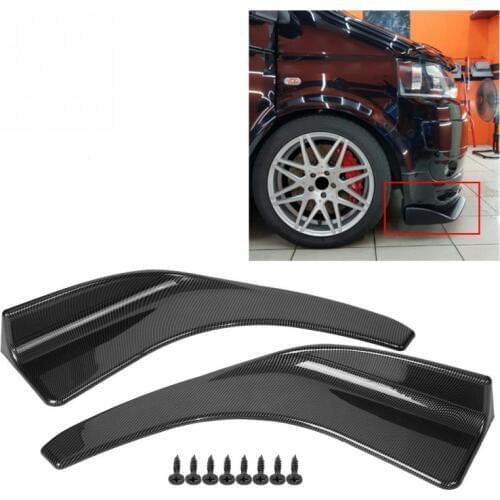 1 Pair of Black/Carbon Fiber Universal Car Rear Bumper Lip Splitter Fins Spoiler Protector Body Shovels Car Accessories