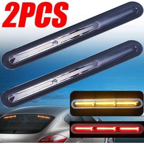 1 Pair Modified Car Rear Glass Fishbone Type Y-shaped LED High-Position Additional Brake Personality Water Turn Signal Indicator