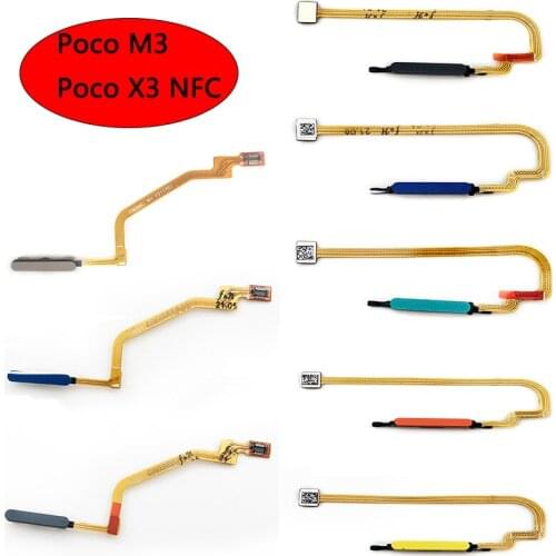 10PCS Original New Fingerprint Sensor Scanner For Xiaomi Poco X3 NFC Poco M3 Home Button Touch ID Connecter Flex Cable