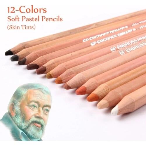 12 Professional Soft Pastel Pencils Wood Skin Tints Pastel Colored Pencils For Drawing School Lapices De Colores Stationery