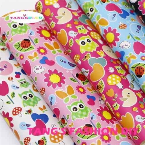 15PCS--20X22CM DIY Hair Bow Material High Quality Colorful Small Bird And Flower PU Synthetic Faux Leathers