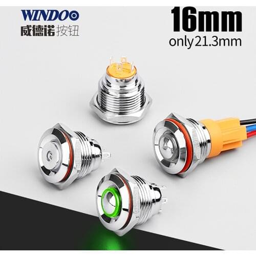 16mm ultra short push button switch small latching momentary green 12v for breadboard