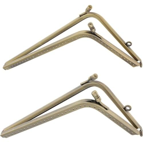 2Pcs Antique Bronze L Metal Purse Bag Frame Kiss Clasps Locks Handbag Handle