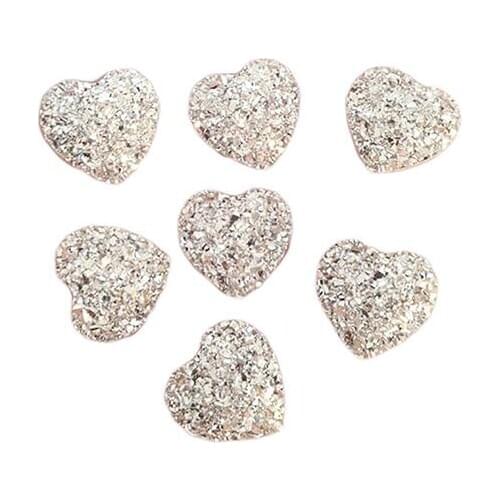 20Pcs White Heart Shape Shiny Flatback Resin Rhinestones for DIY Scrapbooking Phone/Wedding/Craft Стразы в форме сердца
