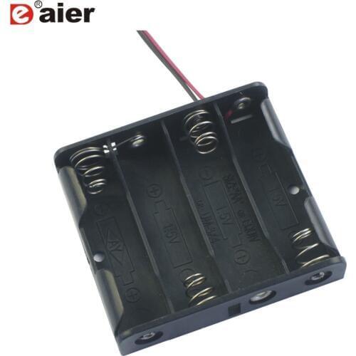 5PCS Plastic 15cm Wire Leads 26AWG 4 AA X 1.5V Battery Holder Black Color 6V Storage Case Box Holder
