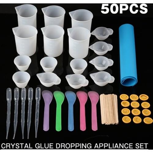 50pcs DIY Silicone Mixing Measuring Cups10ml 20ml 100ml UV Resin Mold Jewelry Making Kit Non-toxic Resin Jewelry Making Tool
