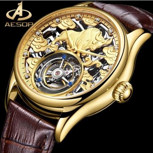 AESOP Cow Totem Luxury Brand Watches for Men Sport Waterproof Automatic Mechanical Wrist Watch Sapphire Glass Mens Watch