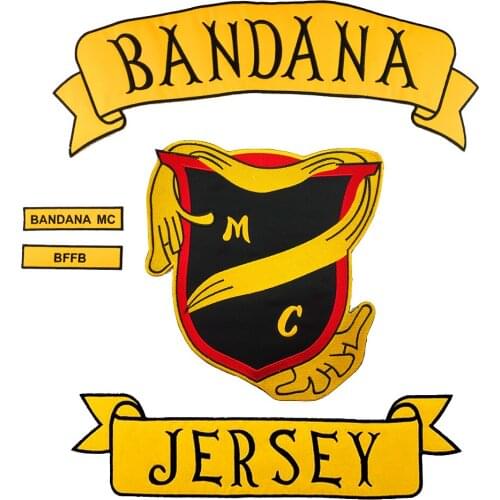 Bandana MC Jersey Embroidery Patch Appliques Motorcycle Biker Rider Jackets Vests Iron on Backing on Clothes Accessories for DIY