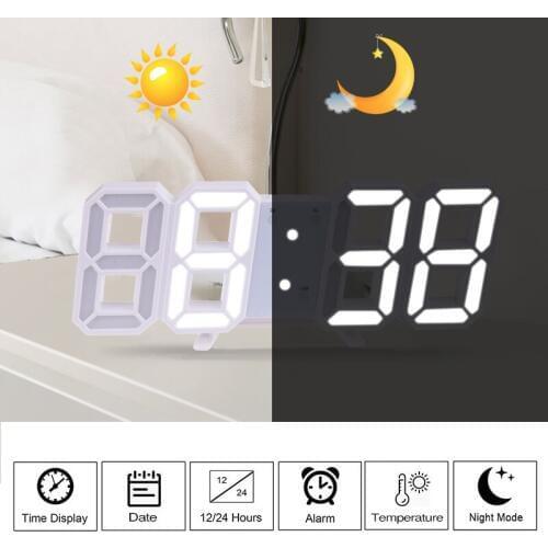 3D Large LED Digital Wall Clock Date Time Celsius Nightlight Display Table Desktop Clocks Alarm Clock From Living Room