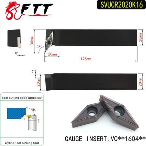 SVUCR2020K16 95 Degrees External Turning Tool Holder For VCMT160404 VCMT160408 Used on CNC Lathe Machine