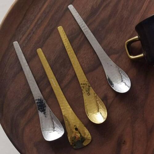 Stainless Steel Retro Coffee Dessert Spoons Ice Cream Stirring Spoon Long Handle Portable Cutlery Kitchen Tableware Supply
