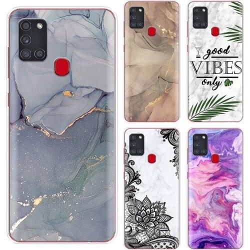 For Samsung Galaxy A21S Case A 21S Bumper Fashion Marble Clear Silicone Phone Cover For Samsung A21S A217F A21 A 21 S 6.5" Cases