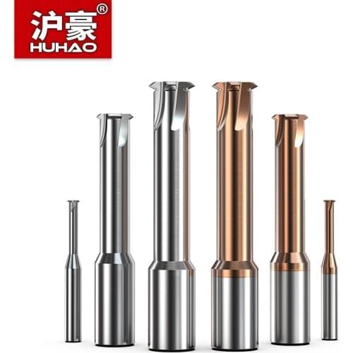 HUHAO 60° Tungsten Carbide Single Tooth Spiral Milling Cutter Nano Coated Router Bit For Steel 3 Flutes Deep Hole Thread Endmill