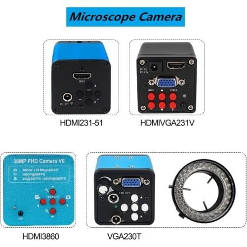 Full HD 2K 38MP HD HDMI USB Industrial video microscope camera Biological Stereo Microscope Camera For Phone CPU PCB Repair
