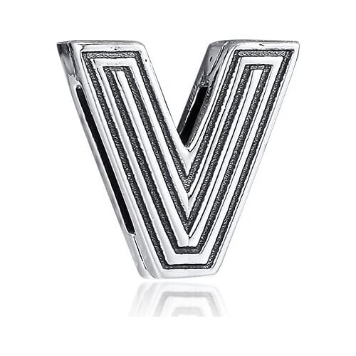 GPY Letter V Charms 925 Original Fit Reflexions Bracelet Sterling Silver Charm Beads for Jewelry Making Jewellery