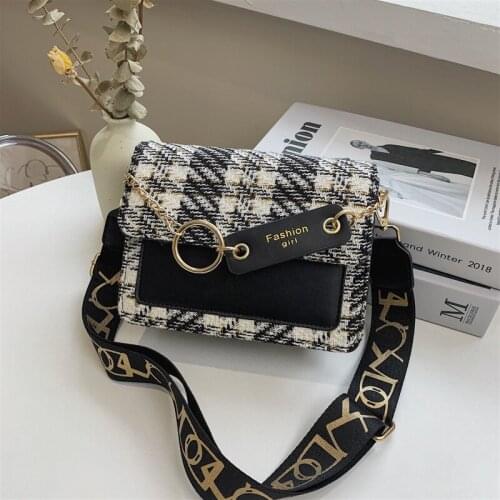 Plaid Woolen Cloth Crossboby Bags for Women 2021 Travel Classic Flap Handbag and Purses Fashion Simple Shoulder Bag Luxury Bags