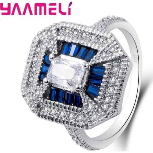 Weddings/Bride White Large CZ Stone Silver 925 Rings Charming Lady Nice Party Ring size 6 7 8 9 10 Costume Jewelry