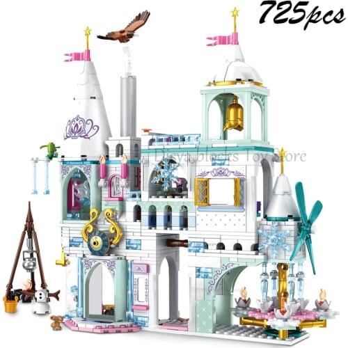 Disney 4in1 Frozen The Elsa Magical Ice Castle Set Princess Anna Stacking Building Blocks Bricks Toy Compatible All Brands