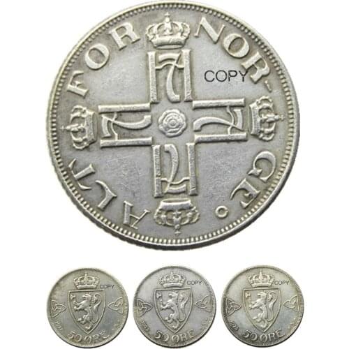 Norway 50 Øre - Haakon VII Year 1921 1922 1923 Silver-Plated Coin COPY