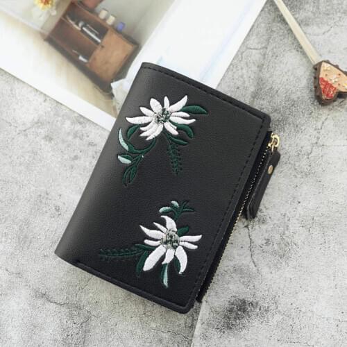 New Fashion Women Wallet PU Leather Print Flower Cash Pocket Photo Clutch Short Purse