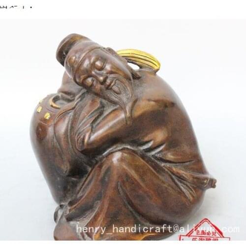 Antique QingDynasty copper statue / sculpture--bard drunk ,hand-Carved,decoration crafts /collection & adornment,with mark