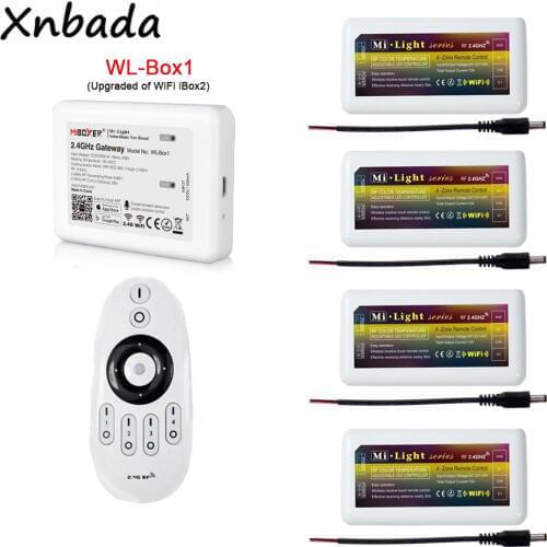 MiBoxer 2.4G Led Controller Milight 4-Zone Remote Controller AC12-24V WL-Box1 Compatible With Amazon Alexa /Google assistant
