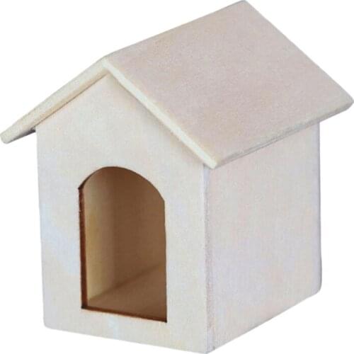 1:12 Mini Wood Simulation Doghouse Model Dollhouse Garden Decoration Accessories