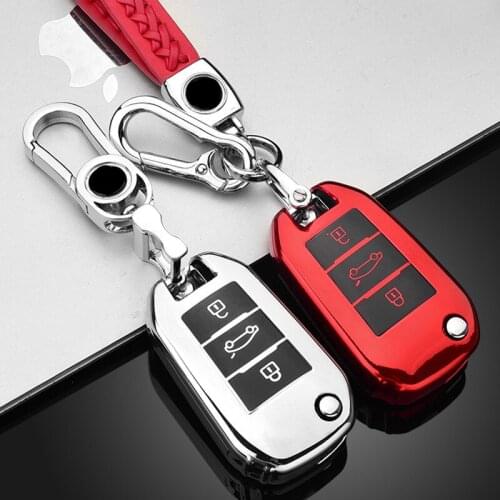 Soft TPU Car Key Case Full Cover For Citroen CACTUS C4L Peugeot 508 301 2008 3008 408 C5 C3 3 Buttons Flip Key Protection Shell