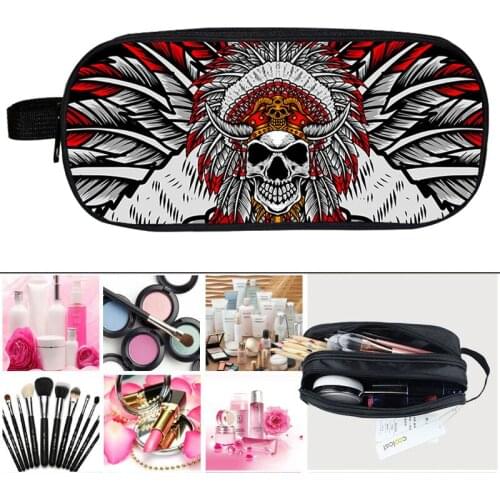 3D Print Indian Pencil Box Makeup Case Cosmetic Bag Boys Girls School Supplies Stationery Storage Zipper Pouch Primitive tribe
