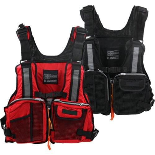 Buoyancy Vest Kayak Drifting Surfing Life Jacket Swimming Fishing Adults Adjustable Safety Vest Red/Black