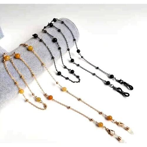 Eyeglasses Chain Natural Stone Charm Bead Metal Chain Eyewear Holder Strap Sunglasses Accessory Women Sweater Necklace Gift