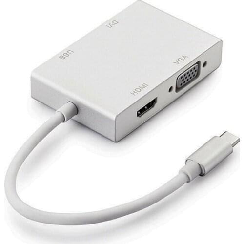 Type-c To HDMI-compatible+vga+dvi Four-in-one Converter Usb3.1 To HDMI-compatible Vga Dvi Line