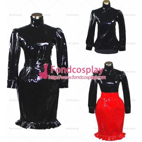 Sissy Maid Dress Gothic Lolita Punk Pvc Outfit Cosplay Costume Tailor-made[G388]