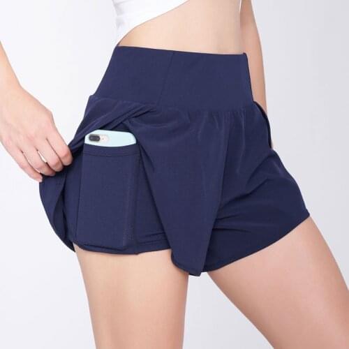 Gym Fitness Short 2 In 1 Running Sport Shorts for Women Workout Loose Breathable Quick Dry Yoga Sportwear with Side Phone Pocket