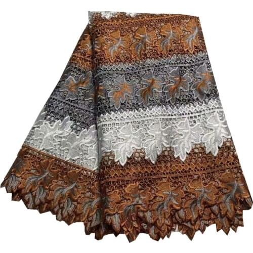 SJ Lace High Quality Lace Water Soluble Lace Fabric Embroidery With Stones Guipure Lace 5 Yards African Cord Lace Fabric df3-24