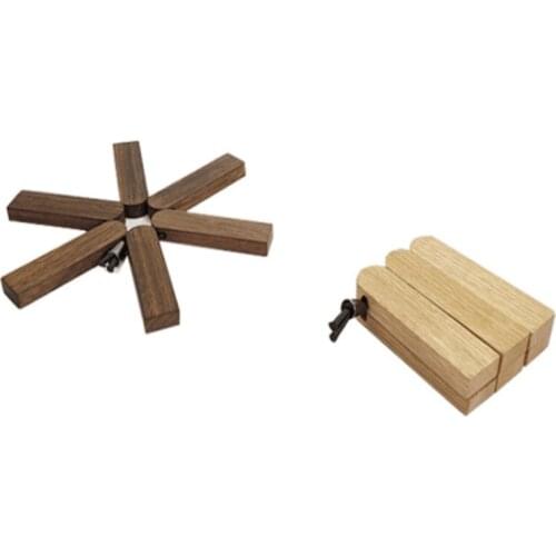 Folding Wooden Heat Insulation Hot Pot Mat Placemat Dish Mat Bowl Mat Pot Mat Folding the Pan Pad Wood Material for Home