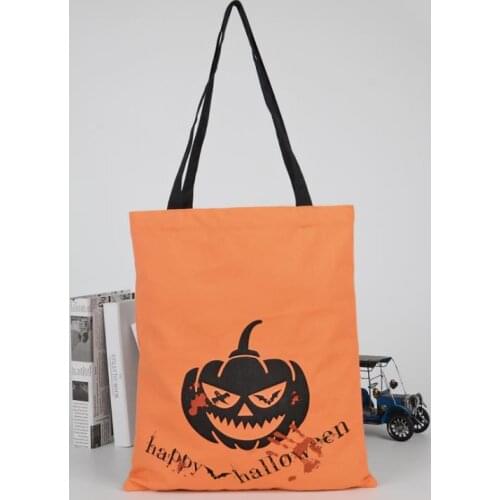 Halloween Gift Bags Cotton Canvas Hand Bags For Pumpkin Devil Spider Printed Halloween Candy gift Sack Bags SN3679