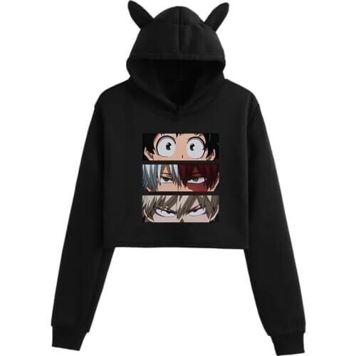 Anime Sweatshirts Hoodie My Hero Academia Bakugo Katsuki Cosplay Costume Todoroki Shoto Jacket Woman Cat Ear Hoodie Top